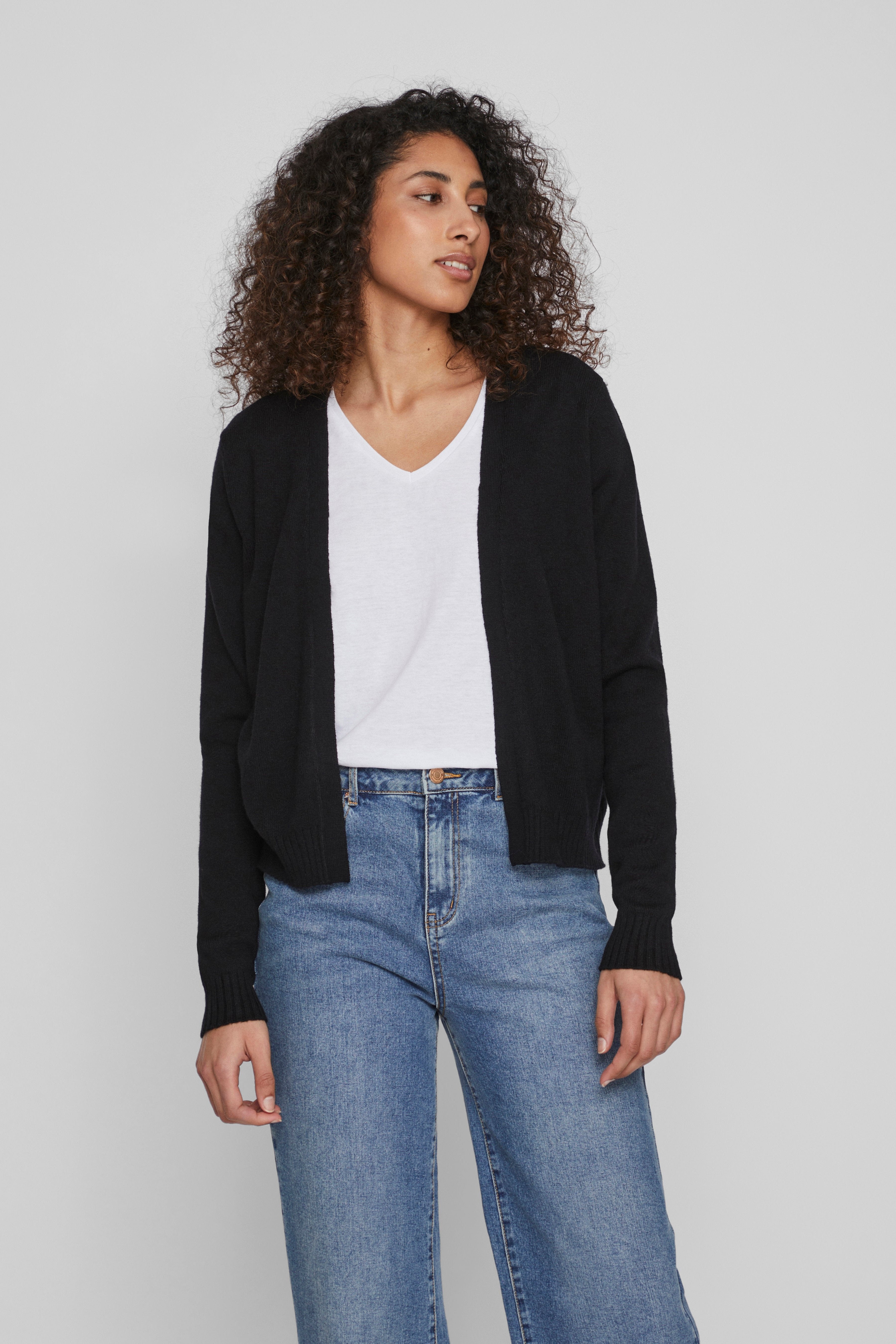 Viril Short L/S cardigan - sort